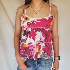 Tiered babydoll floral tank top